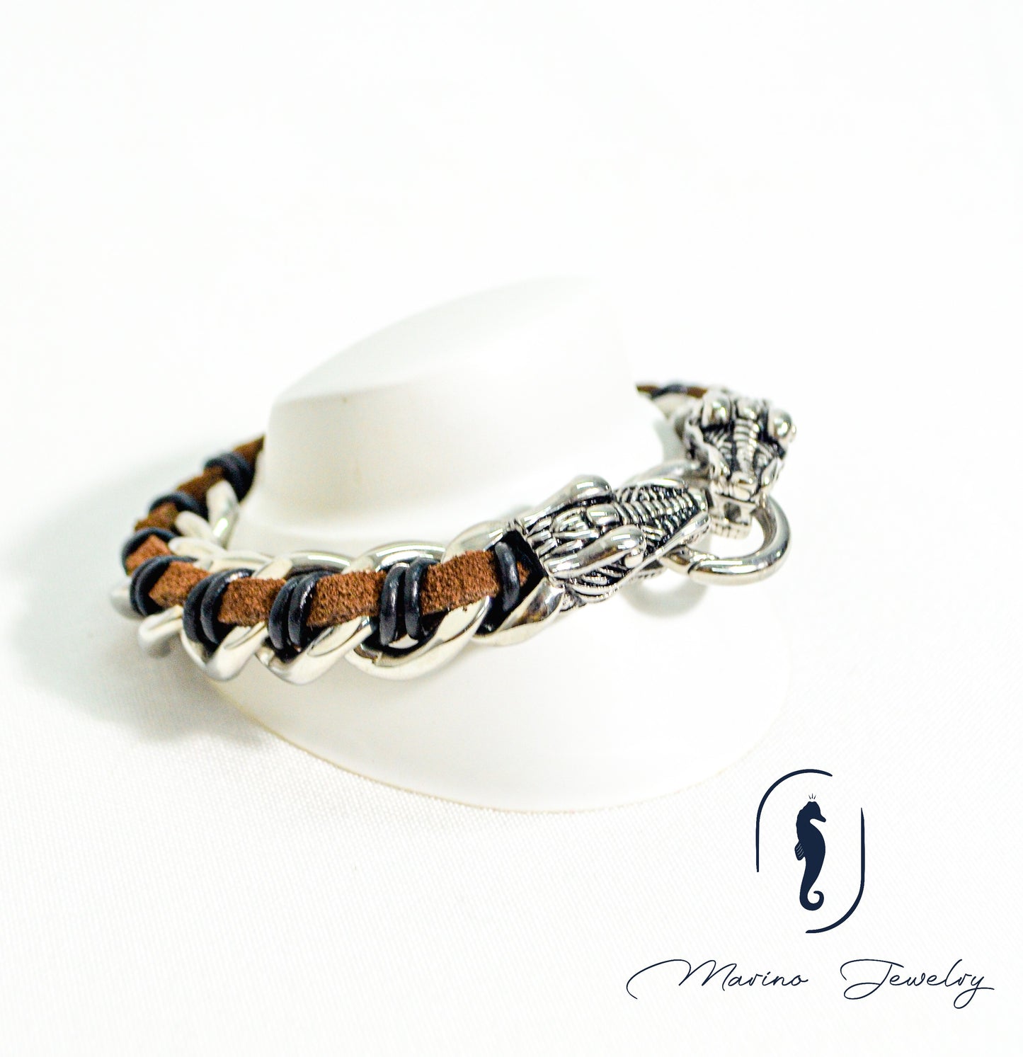 Dragon Brown, Black & Silver Bracelet