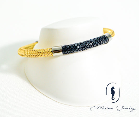 Black, Gold & Silver Stingray Bracelet